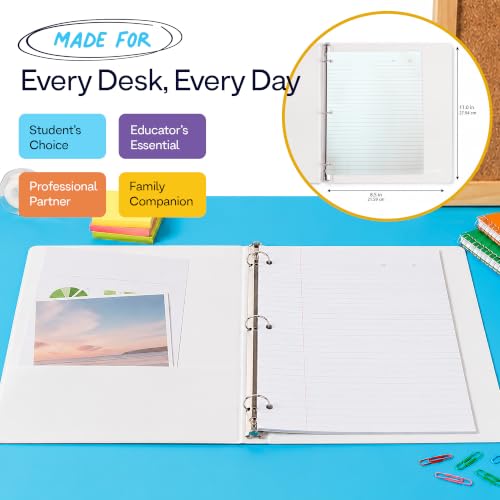 Enday 0.5 in Bulk 24Pack White 3 Ring Binder Clear View Presentation Binder 3-Ring Presentation View Binder with Internal Pockets Heavy Duty Bulk Pack for School, Teacher Classroom & Office Supplies.