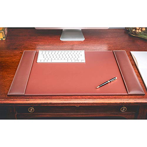 Dacasso Rustic Brown Desk Pad with Side-Rails, 25.5 by 17.25-Inch
