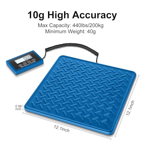 Fuzion Shipping Scale, 440LB x 10g Postal Scale, Hold & Tare Function