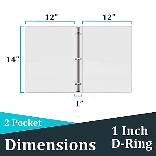 Binders, 1 Inch Binder, 3 Ring Binder, Round Ring Binder, 2 Pocket (24 White)