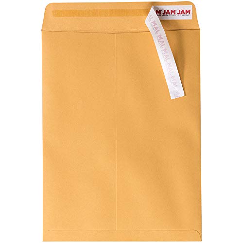 JAM PAPER 9 x 12 Open End Catalog Premium Envelopes with Peel and Seal Closure - Brown Kraft Manila - Bulk 500/Carton