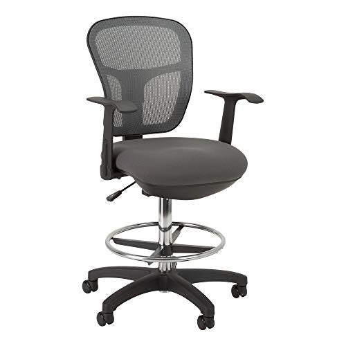 Norwood Commercial Furniture Adjustable-Height Office Mesh Drafting Chair with Chrome Footrest Ring & Optional Arms