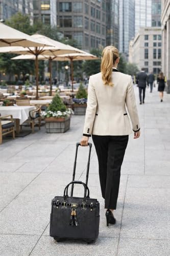 JKM & Company Rolling Laptop Bag for Women | Designer Wheeled Briefcase | Fits 13-17" Laptops | Office Travel Computer Case (Barrington)