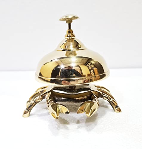 Marine Nautical Store Vintage Decorative Antique Brass Crab Bell Hotel Counter Reception Bell Teacher Desk Bell