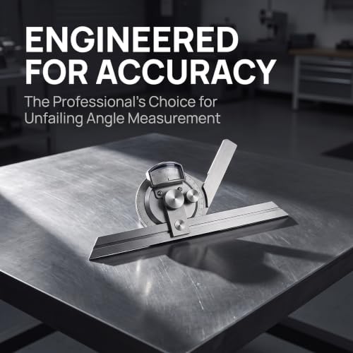 JYSWDZ Universal Bevel Protractor, 0-360 Degree Stainless Steel Adjustable Angle Measuring Finder, Goniometer Angular Ruler with Magnifier, for Internal and External Angle Measurement