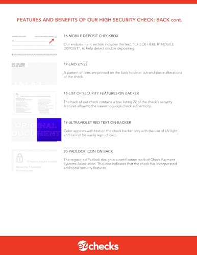 EZ Checks Premium Blank Hologram High Security Laser Check Stock | 500 Sheets | Blue/Maroon | Check at Bottom)