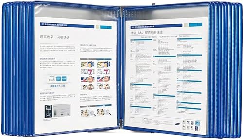 NOOLAR Wall Mounted Document Holder, 20 Pockets Hanging Wall File Organizer,A4 Wall Hanging Display Book, Presentation Project Folder for Files(Blue), W23.23xH12.99in