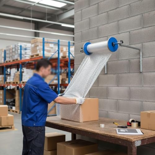 Vertical Bubble wrap roll Holder, Silver Wall-Mounted Bubble Wrap Dispenser, Width 30-150cm(Width 100cm)
