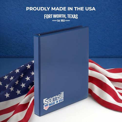 Samsill 0.5 Inch 3 Ring Binders, Economy Round Ring, Clear View Cover, 100 Sheet Capacity - for School, Home, Office - Blue, 12 Pack