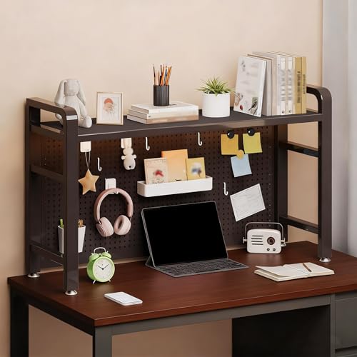 JHDXL Desktop Shelf Organizer Display Rack, Desktop Bookshelf with Anti-Slip Feet & Back Pegboard, Industrial Bookshelf, for Office Home Dormitory(Black,68 * 95cm/26.8 * 37.4in)