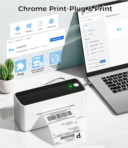 Phomemo Thermal Shipping Label Printer 241BT Black White