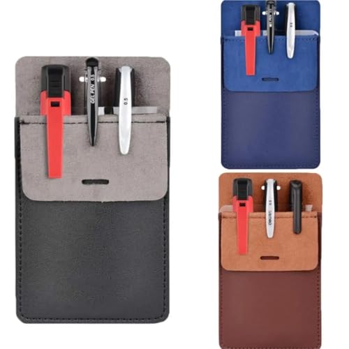 KaiYeA Pocket Protector 6pcs Portable PU Leather Pen Pouch Leak-proof Insert pocket Hospital Business Pen Holder Pencil Bags Stationery For Shirts Pants Lab Coats Nurses(Mix)