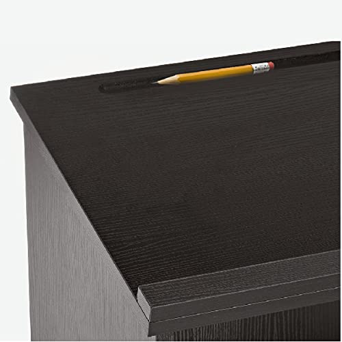 AdirOffice Wooden Podium with Storage Shelf - Speaking Lectern, Hostess Station for Restaurant, 46.25 Inches, Black