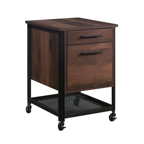 Mobile File Cabinet with Wheels, 2 Drawers Rolling Filing Cabinet Wood & Metal Printer Stand Office Storage Cabinet for Home Office A4, Letter-Size,Antique Dark Oak