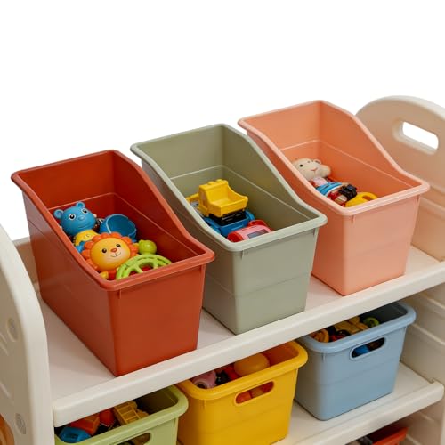 6 Pack Plastic Book and Binder Holder, Files Book Bins for Classroom, Boho