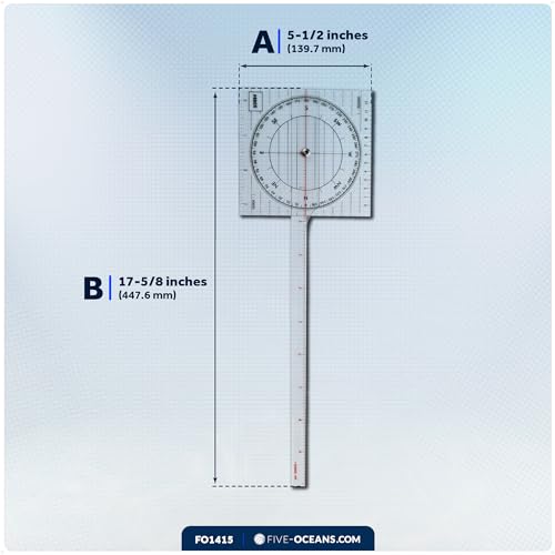 Five Oceans One-Arm Nautical Protractor Tool for Navigation Charts - FO1415