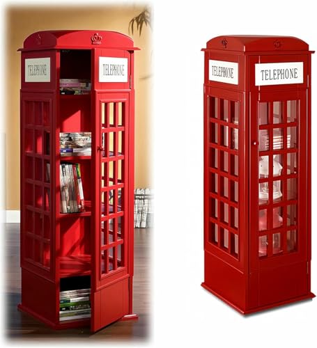 MNJVCFDS Telephone Booth Bookshelf, Small Floor Standing Bookcase Storage Rack, Phone Booth Storage Cabinet Organizer Display Bookshelf
