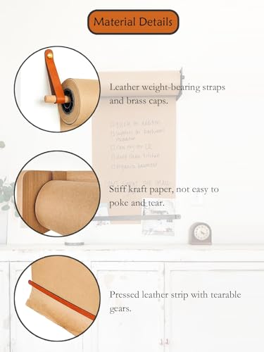 Kraft Paper Dispenser, Roller Kraft Paper Roll Display Stand for Wall Decor Artwork To-Do Lists, 18 25 In Butcher Paper Holder Includes 50 Meter Long Brown/ White Paper R(White-Width 45cm/17.7in)