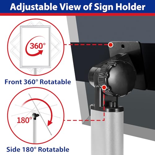 VAIIGO Pedestal Sign holder Stand 8.5x11inch Adjustable Standing Floor Sign Stand with Heavy Base & Snap Frame Display Stand for Indoor Outdoor Business Store Sign Holder Poster Stand (Silver)