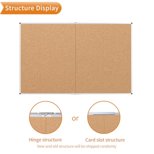 VIZ-PRO 60" x 48" Large Cork Bulletin Board, Foldable & Wall-Mounted Notice Pin Board with Silver Aluminum Frame, for School Home Office - 5' x 4' Corkboard