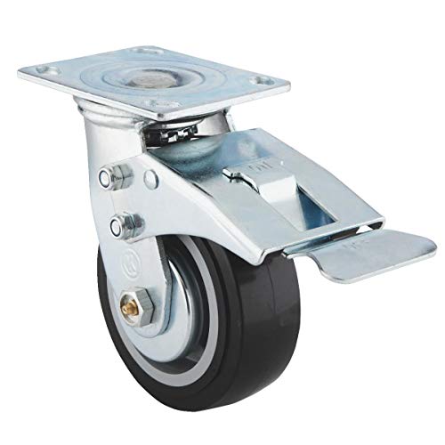 Channellock Chair Casters Toolbox Caster - Rubber, Plate Mount, Multi-Surface - 2 in, 4 Pack