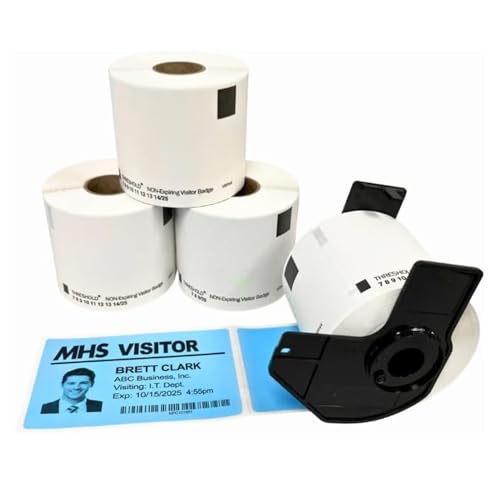 Threshold Visitor 4-Inch Visitor Badges on a Roll | (Blue)