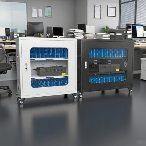 YHdtUO Mobile Charging Cart for Devices - Locking Storage Cabinet for Phones, Laptops, and Tablets - Fully Assembled Charging Solution for Classroom and Office (White 20，White-20-Device