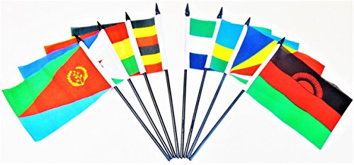 African Union World Flag Set – 54 Mini Desk Flags with Bases