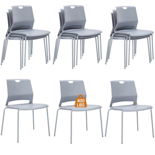 Sidanli 12 Pack Stackable Chairs, Waterproof One-Piece Molded Seat, Gray