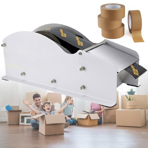 Water Activated Desktop Gum Tape Dispenser, with Kraft Paper Gummed Tape, Eco Friendly for Sealing Office Supplies