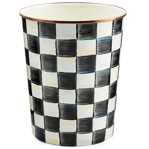 MACKENZIE-CHILDS Waste Bin, Black-and-White Courtly Check