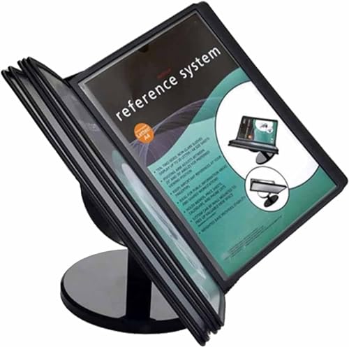JKSVTF Desktop Reference System - Desk Reference Organizer, Catalog Display Rack, 20 Page, A4 Letter-Size, Black Base, for Office/Home Display and Storage A4 Documents