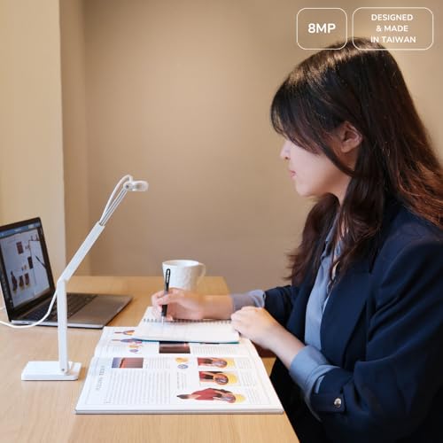 OKIOLABS OKIOCAM S2-4K Ultra HD 8MP USB Document Camera for Teachers & Classrooms with OKIOPoint AI-Tracking, Capture Near-Ledger Size, Great in Low Light, Support Mac, USB-C iPad, Interactive Display