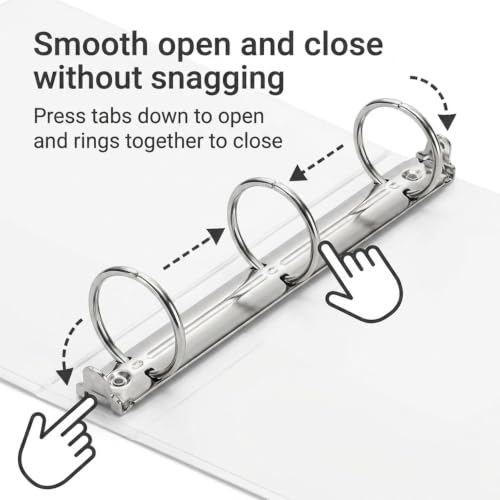 1 Inch 3 Ring Binder 12 Pack, Clear View White Binders Bulk - Performore