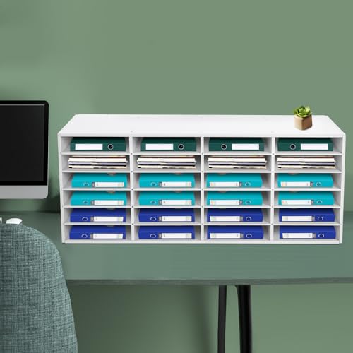 WUSILILU 24 Compartments Paper and Mail Organizer, 39.4 * 11.8 * 16.5in 6 Tier Literature Organizers, Office Mailbox File Sorter Tiered Shelf for Home, Library, Office, Classroom, Craft Room