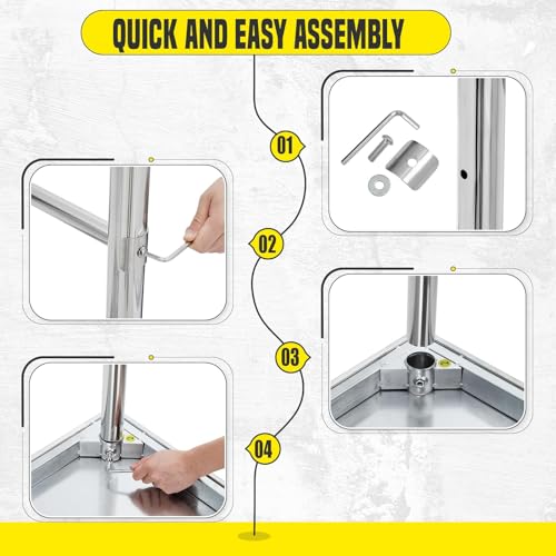 36" Stainless Steel Work Table，Commercial Prep Table with Open Base for Kitchen Restaurant Food Truck,36x24x35 Inch,Without Casters