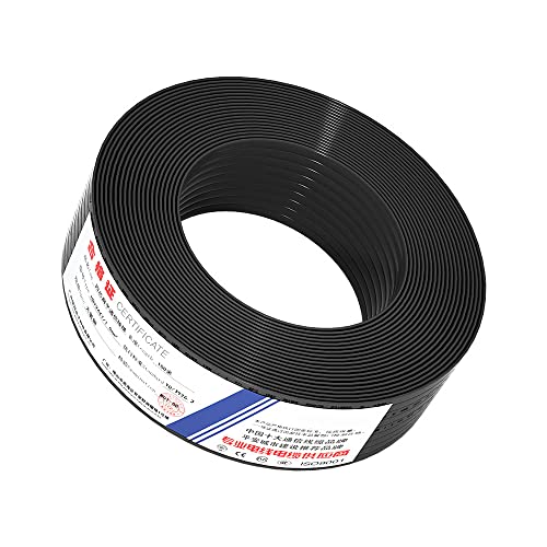 VIVOCH 100M(328ft) Pure Copper Multi-Strand Telephone Line RJ11 Communication 6-Core Indoor Connecting Line Flat Line, Black
