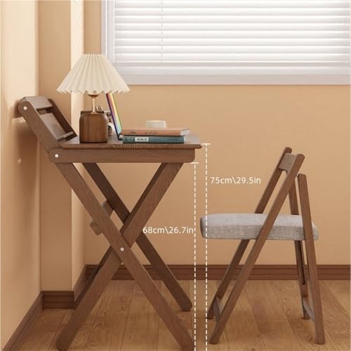 Solid Wood Folding Desk, Small Desk for Bedroom, Fold Small Desk, Computer Desk for Home Office, Simple Study Makeup Workstation, Wooden Study Office Desk Table for Small Spaces(Natural,80cm .5in)