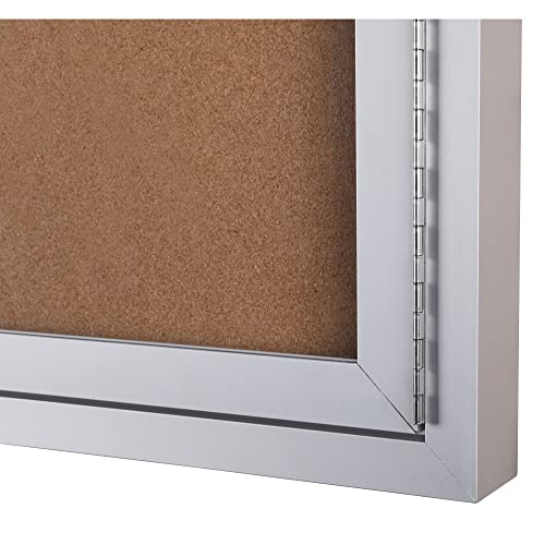 WorkPro® Enclosed Double-Door Cork Bulletin Board, 36" x 48", Aluminum Frame with Silver Finish