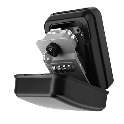 Safe Box for Secure Wall Mount Indoor Outdoor Weatherproof Storage Featuring 4 Digit Combination and Backup Weather Storage