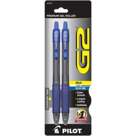 Wholesale CASE of 25 - Pilot G-2 Retractable Rollerball Pen-Rolling Ball Pen, Bold Pt, 2/PK, Blue