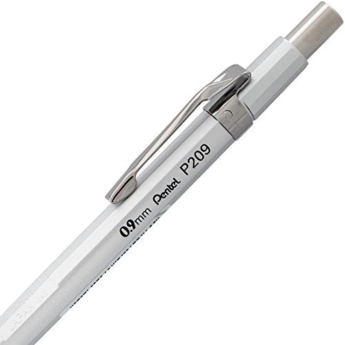 Pentel Sharp Mechanical Pencil, (0.9mm), Metallic Silver Barrel, Box of 12 (P209Z)