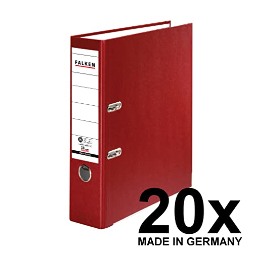 Original Falken 20-pack Recycolor environmental folders eco. Made in Germany. Coloured paper cover outside 8 cm wide DIN A4 bordeaux ring binder file letter file CO2 neutral Blue Angel