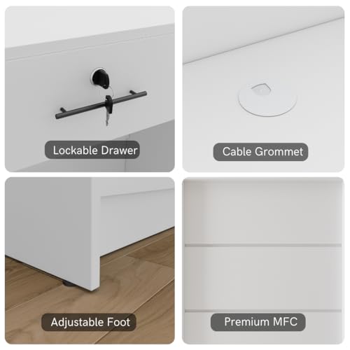 AGATEO Small Reception Desk with Drawer, 32in Retail Checkout Stand, White
