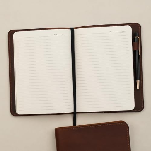 CestAntiQ Refillable XXL Leather Journal Cover 8.5 x 11 in, Dark Brown