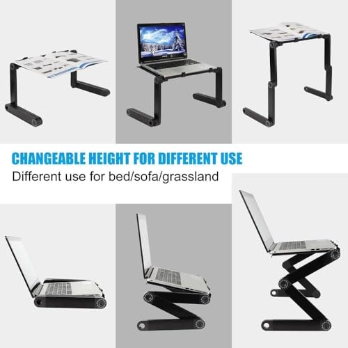 PPXCZZ Adjustable Portable Laptop Desk Stand, Aluminum Alloy with Mouse Pad, 360° Adjustable, Anti-Slip, Foldable, for Laptops up to 17 inches