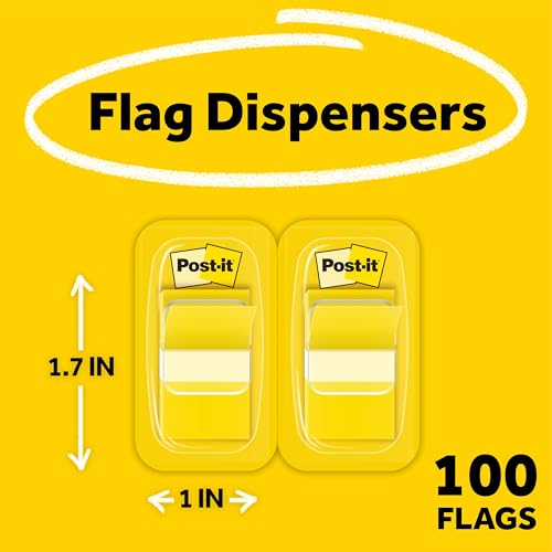 Post-it Flags, 1 in. Wide, Yellow, 24-Pack, Model 680-YW2
