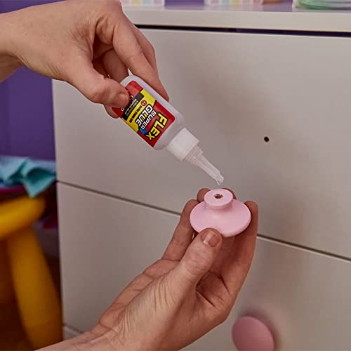 Flex Super Glue Liquid, 20 Gram Bottle, 10-Pack, Clear, Instant Bond, Quick Dry, Cyanoacrylate Adhesive, Precision Tip for Wood, Metal, Plastic, Crafts, Ceramic, and Toy Repairs
