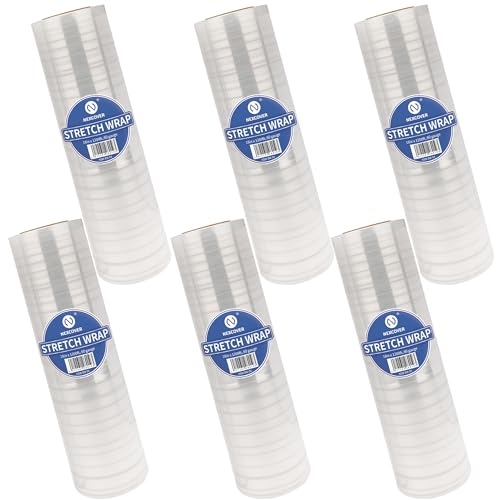 NEXCOVER 18 Inch Stretch Wrap - 1200 Feet | 60 Gauge, 6 Roll Clear Plastic Self-adhering Stretch Wrap Film for Pallet Wrap, Thick and Durable Packing Moving Supplies Heavy Duty Shrink Film.