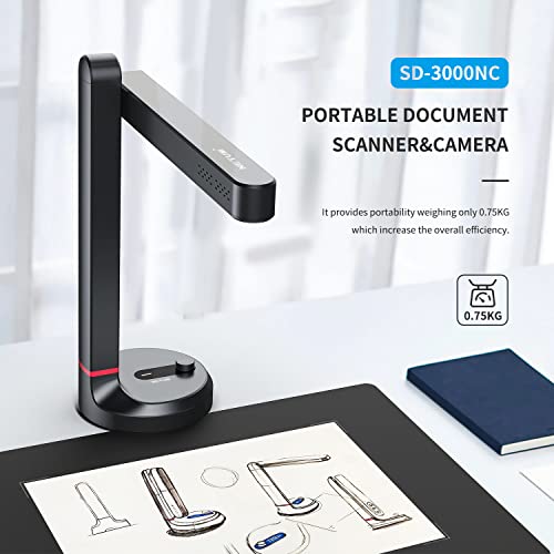 Book Scanner T101 Autofocus Document Max A4 A3 Size with Smart OCR Led Table Desk Lamp for Family Home Office(SD-800NC)